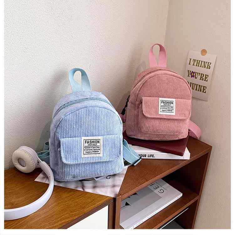 リュック レディース かわいい コーデュロイ ミニリュック ストリート カジュアル 白色 黒色 ピンク系 緑色 水色 ブルー