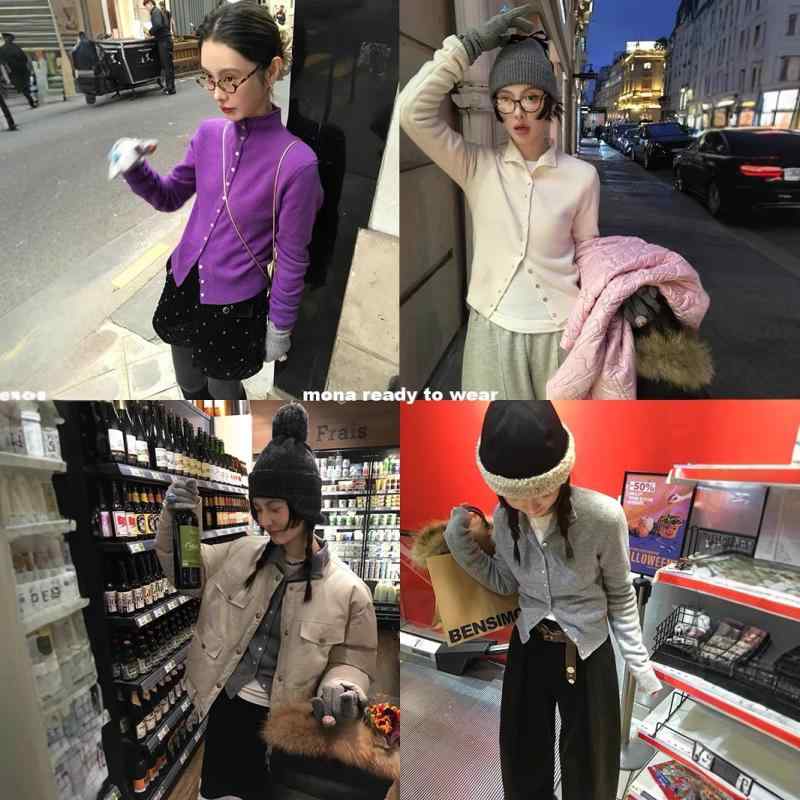 ニット レディース 100%ウール ハイネック カーディガン トップス 秋冬 修身 プリンセススリーブ かわ..