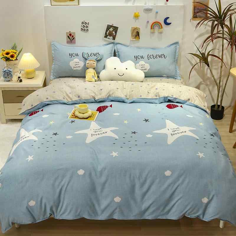 寝具 冬用寝具4点セット 水洗綿 シングルサイズ 寝具3点セット ベッドシーツ 掛け布団カバー 枕カバー ..