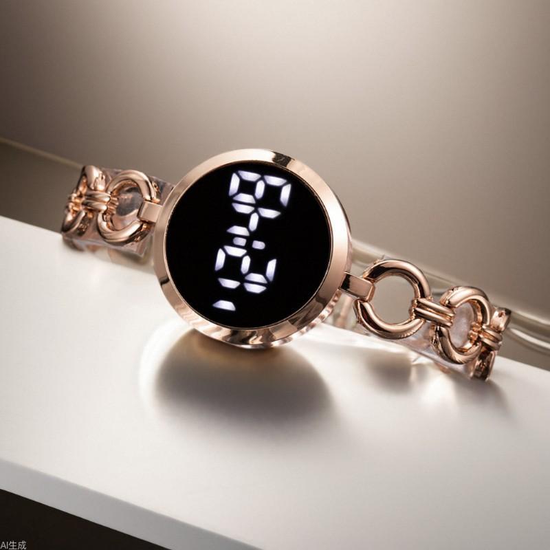 腕時計 レディース ファッション スタイリッシュ シンプル タッチパネル対応 チェーン ステンレス ブレスレット 学生 アナログ クォーツ ブラック ゴールド シルバー ローズゴールド