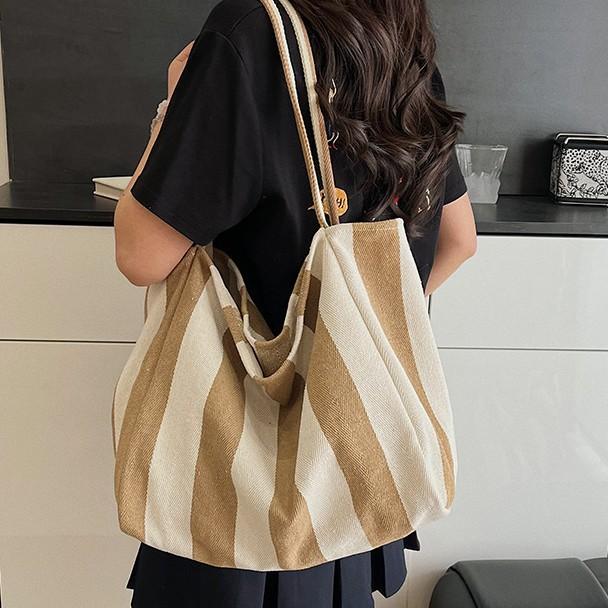 トートバッグ レディース ストライプ柄 キャンバス 鞄 大容量 文芸風 春夏 通勤 通学 ショッピング カジュアルスタイル