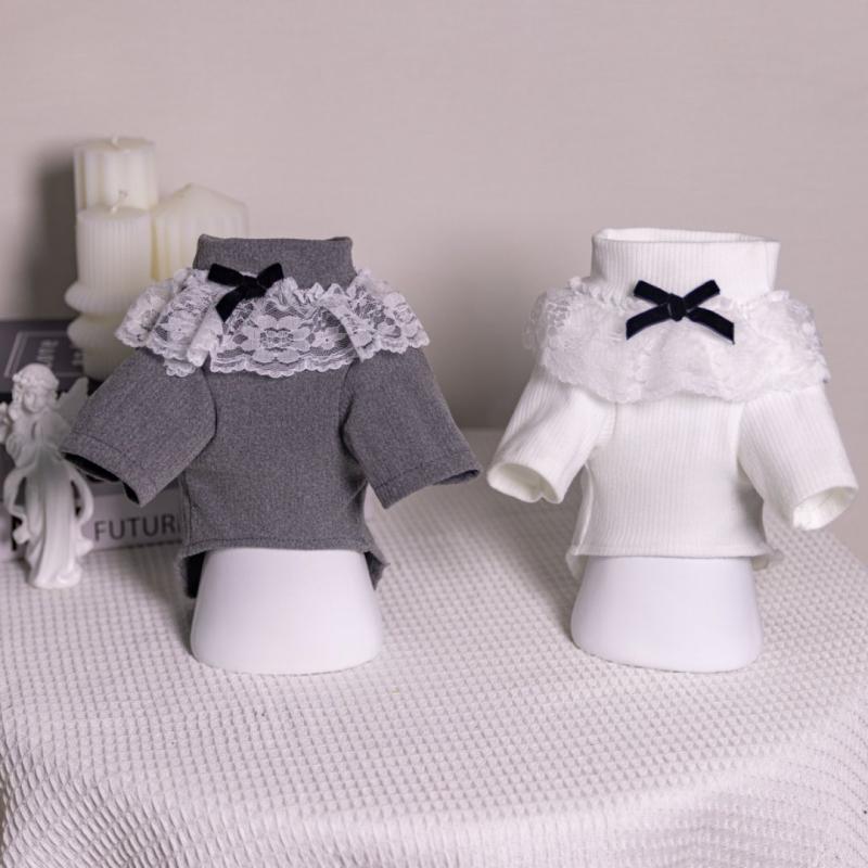 ペット 服 犬 猫 ドッグウェア 春秋 薄手 伸縮性 ポリエステル レース フリル ハイネック 小型犬 中型..