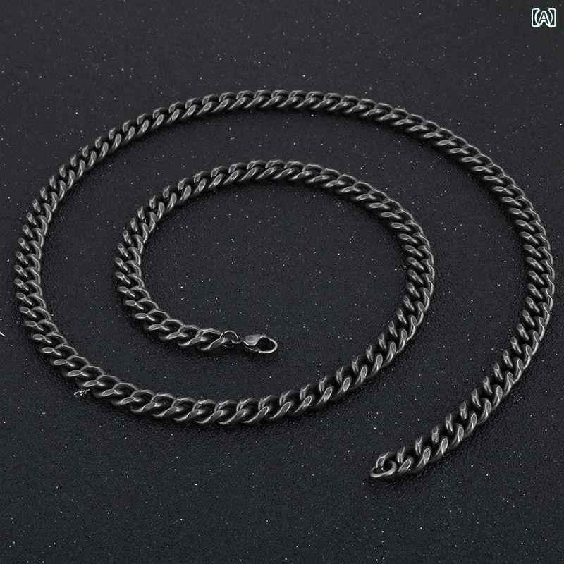 ネックレス メンズ 男性用 チタン鋼 レトロ 個性的 ステンレス 六面カット 喜平チェーン 幅7mm 長さ50c..