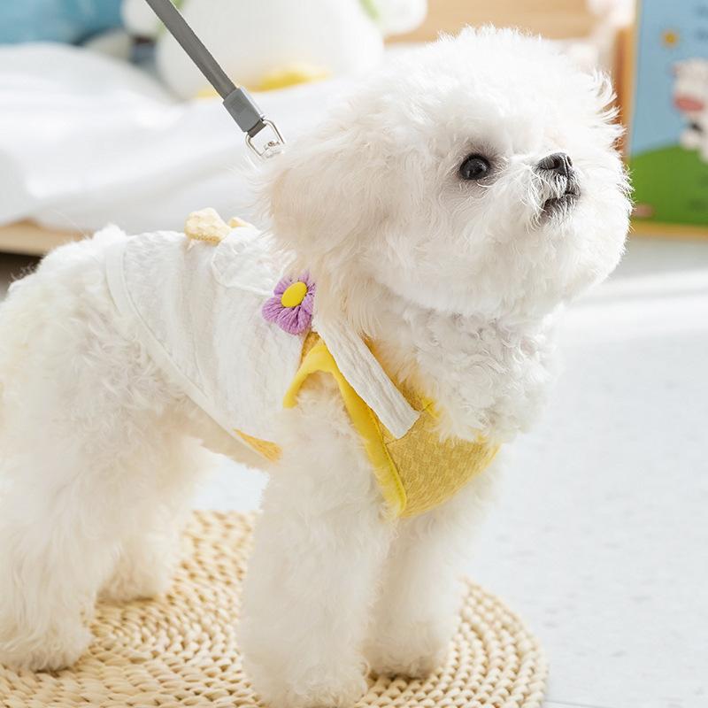 ペット服 背心 かわいい 薄手 小型犬 猫 犬服 春夏 ロック黄色 大? ポケット ハーネス XS S M L XL XXL