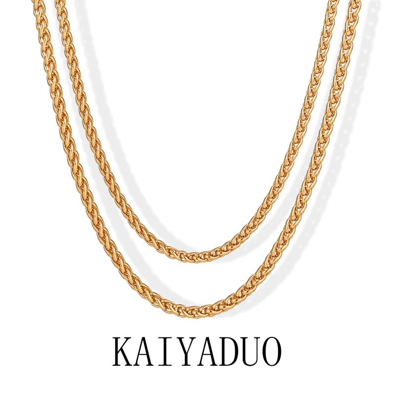 ネックレス レディース チョーカー チタン製 鎖骨 韓国風 ファッション アクセサリー 電気メッキ加工 24K 金色 45cm 50cm