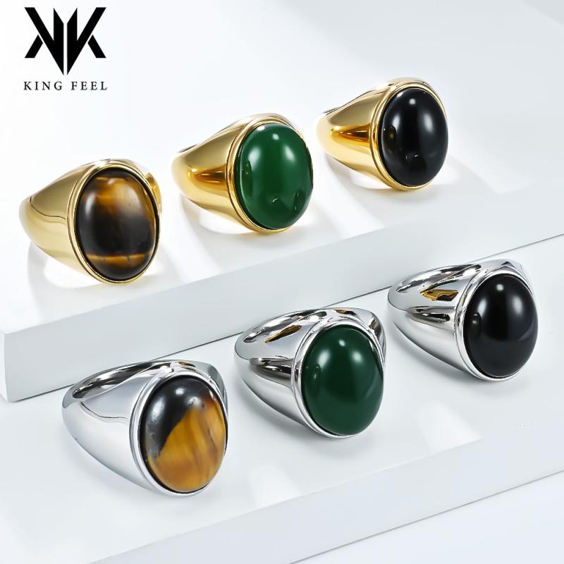 指輪 メンズ チタン鋼 幾何学模様 虎目石 黒石 エッグ型 楕円 不?? スタイル リング 個性 手? アクセサ..