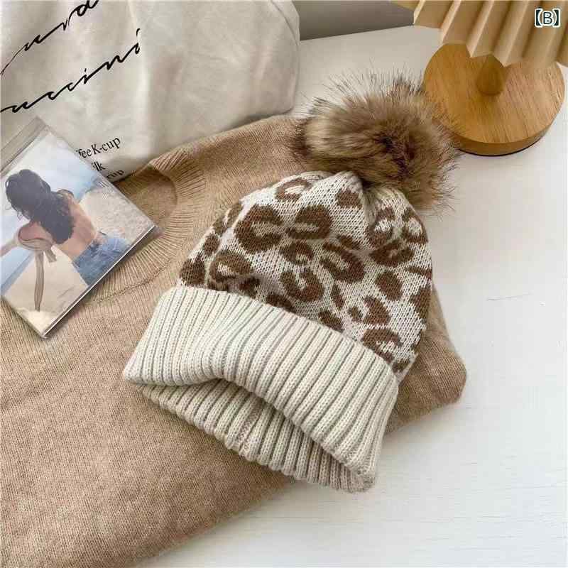 ニット帽 レディース メンズ ヒョウ柄 秋冬 ビーニー アウトドア 防寒 保温 カーキ ベージュ ブラック
