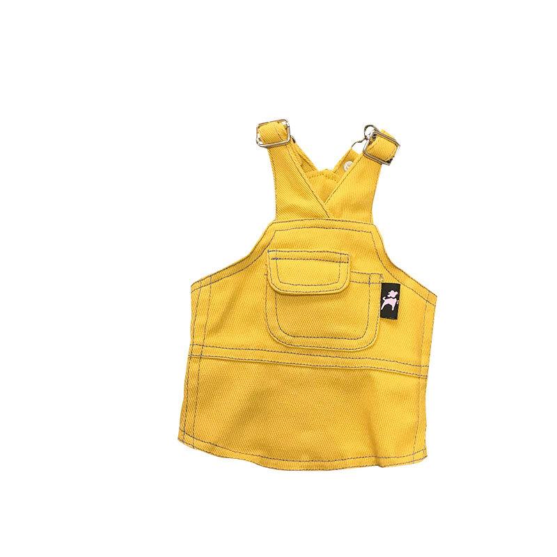 ペット服 レディース 猫 犬 デニムスカート サロペット 春夏 カジュアル かわいい イエロー ピンク ブルー