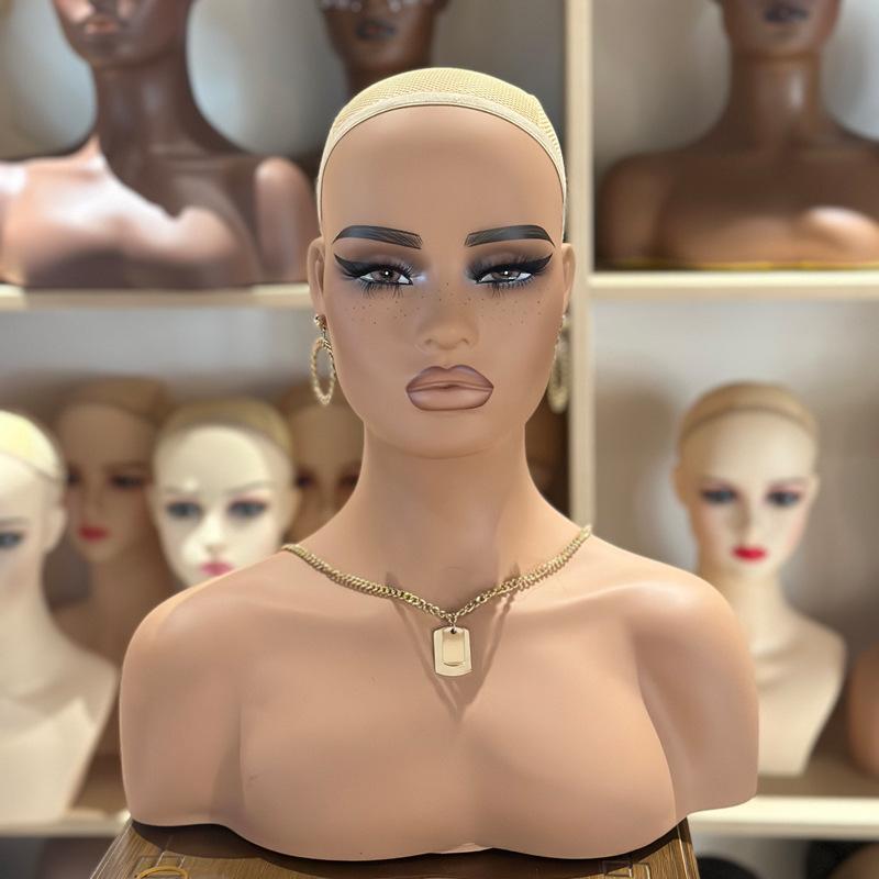 頭 ???? レディース 女性用 PVC製 ハーフボディ トルソー ウィッグ 帽子 アクセサリー 展示 ディスプレイ用品 肌色