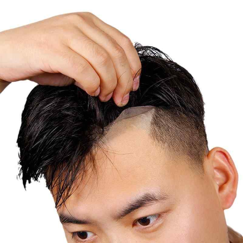 メンズ ウィッグ 男性用 全手植え 医療用 かつら ヘアピース 部分ウィッグ 人毛100% 通気性 自然 快適 ショートヘア 薄毛 白髪 円形脱毛症 対策(x3)