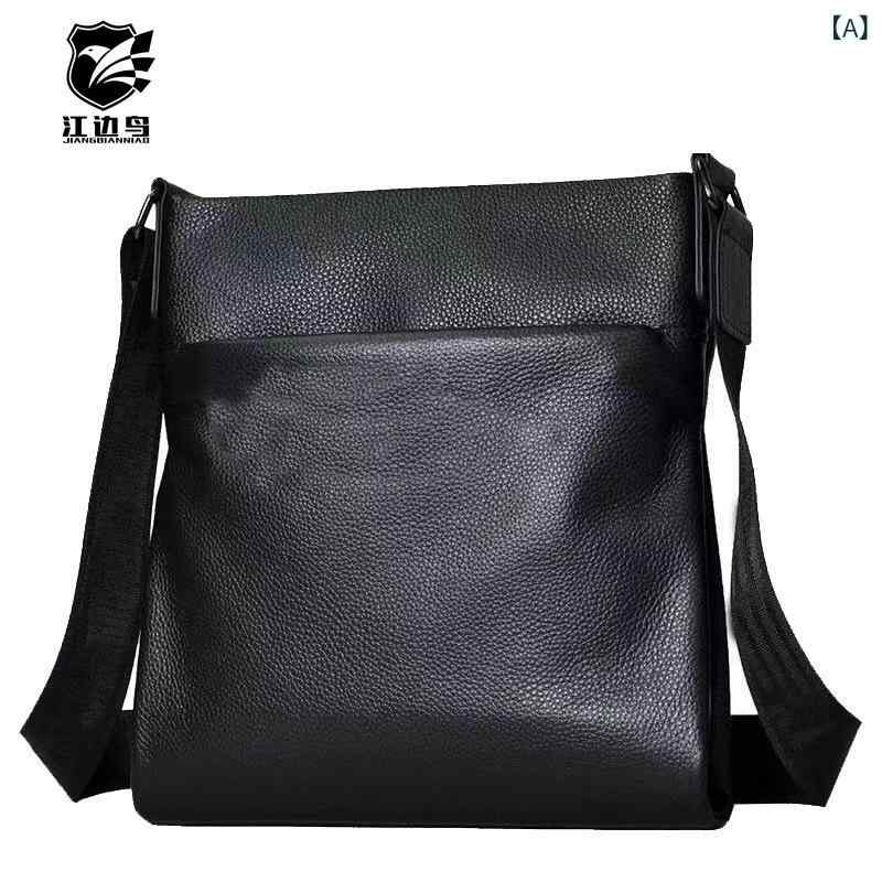 メンズ ショルダーバッグ 牛革 縦型 ビジネスバッグ 通勤 鞄 斜めがけ 本革 防水 軽量 ブラック