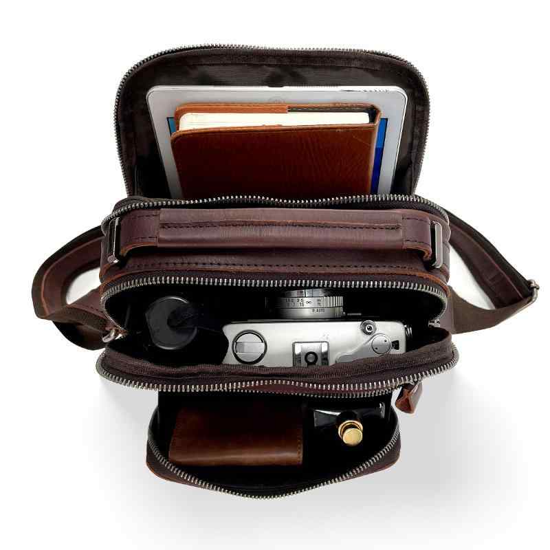 ショルダーバッグ 男性用 牛革 鞄 大容量 レザー レトロ 斜めがけ カジュアル 旅行 耐摩耗性 ブラウン ブラック系