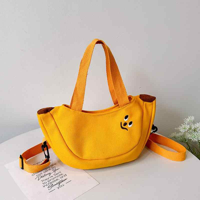 トートバッグ レディース かわいい フルーツ柄 キャンバス 手提げ 斜めがけ 学生 通勤 通学 黄色 レッド