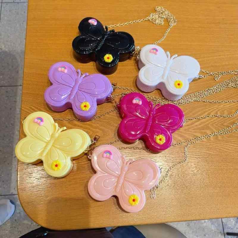 ショルダーバッグ レディース ガールズ キッズ かわいい 蝶結び ミニ 果物柄 ゼリーバッグ PVC 斜めが..