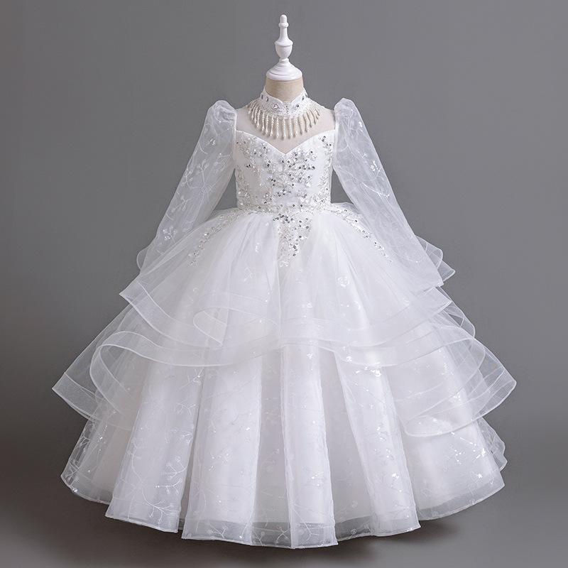 子供用ドレス ガールズ プリンセスドレス 発表会 結婚式 パーティー フォーマル 演奏会 舞台衣装 聚??? ポリエステル ホワイト シャンパンゴールド ブルー ピンク系 110cm 120cm 130cm 140cm 150cm 160cm 170cm