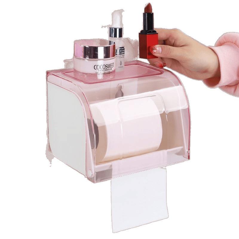 トイレ ペーパーホルダー 壁掛け式 ロールペーパー ボックス 防水 トイレットペーパー 収納棚 桜色 ピンク系 星空グレー スカイブルー