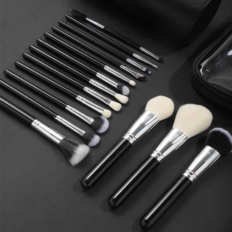 メイクブラシ レディース 15本セット 化粧ブラシ 動物毛 メイクアップブラシセット 化粧ポーチ付き 普..