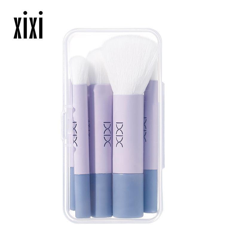 メイクブラシ 6本セット 携帯用 フェイスブラシ チークブラシ アイシャドウブラシ 人工繊維 グリーン グレー パープル