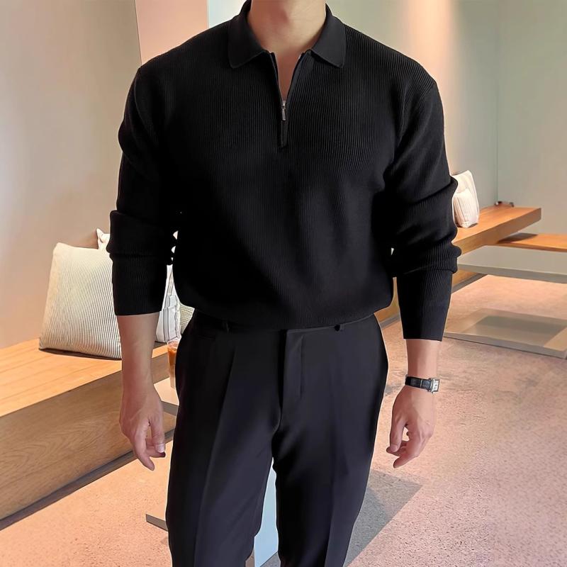 ニット メンズ 襟付き 長袖 ニットカーディガン トップス 春秋 カジュアル 無地 黒 ブラック グレー カーキ ネイビー ブラウン(4)