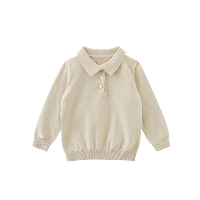 ニット・セーター 男の子 子供服 長袖トップス 襟付き 無地 プルオーバー 柔らかい 綿混紡 春秋冬 ベー..