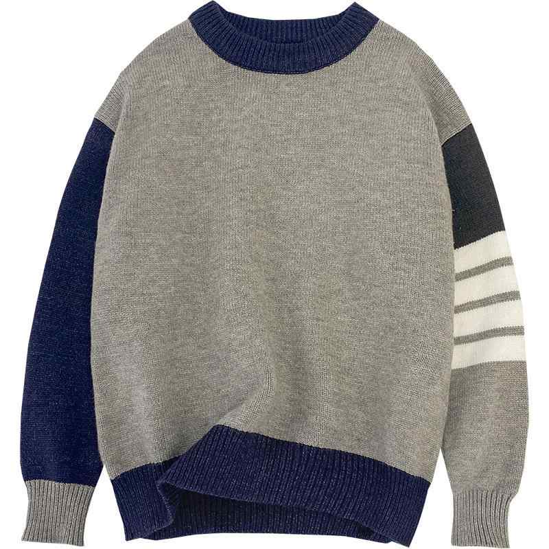 子供服 ニット 春秋冬 男の子 韓国風 配色 セーター 長袖 トップス 子供 冬服 普段着 通学着 ボーイズ ..