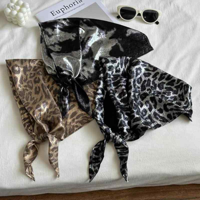 バンダナ レディース ヒョウ柄 スカーフ ストール 三角巾 ポリエステル 紫外線対策 日焼け防止 春夏 秋..