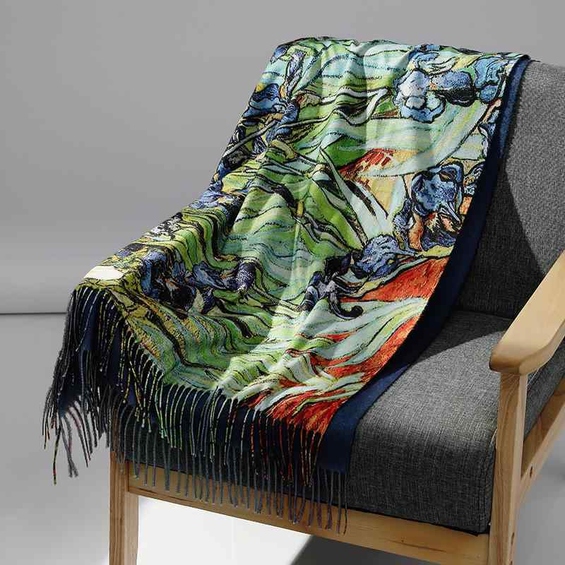 ストール レディース 春夏 秋冬 仿羊绒 タッセル付き 油絵風プリント ショール 防寒 中国風 レトロ ア..