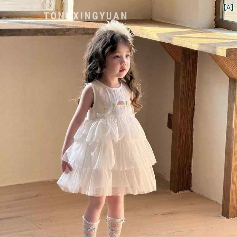 ワンピース 子供 女の子 夏 ノースリーブ チュールスカート プリンセススカート ベビー服 かわいい コ..