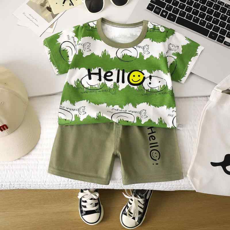 子供服 半袖Tシャツ パンツ 上下セット ベビー服 女の子 男の子 夏 薄手 綿100％ かわいい おしゃれ 幼稚園 保育園 通園着 普段着 ホワイト グリーン ピンク イエロー カーキ