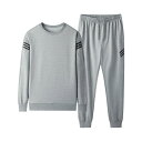 スウェット メンズ 男性用 上下セット スポーツウェア 長袖 Tシャツ パンツ 部屋着 普段使い 春秋 ポリエステル ブラック ネイビー グレー