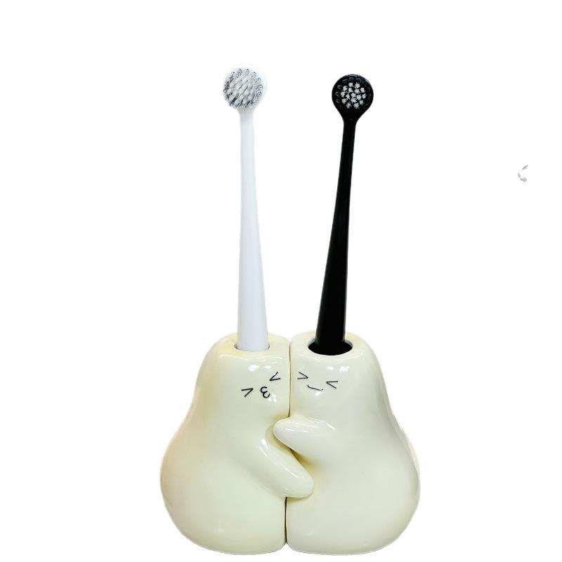 歯ブラシスタンド ペア 歯ブラシホルダー 洗面台 歯ブラシ立て 陶器 かわいい梨 パンダ カピバラ 犬 猫..