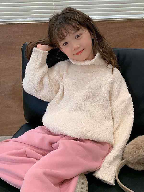 ニット キッズ 女の子 子供服 秋冬 高 襟 セーター トップス 長袖 プルオーバー 普段着 中学生 小学生 ..