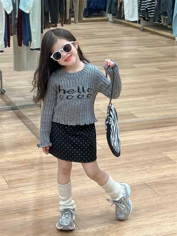 ニット セーター ガールズ 子供服 韓国風 秋冬 レトロ調 アルファベット柄 長袖 プルオーバー トップス..