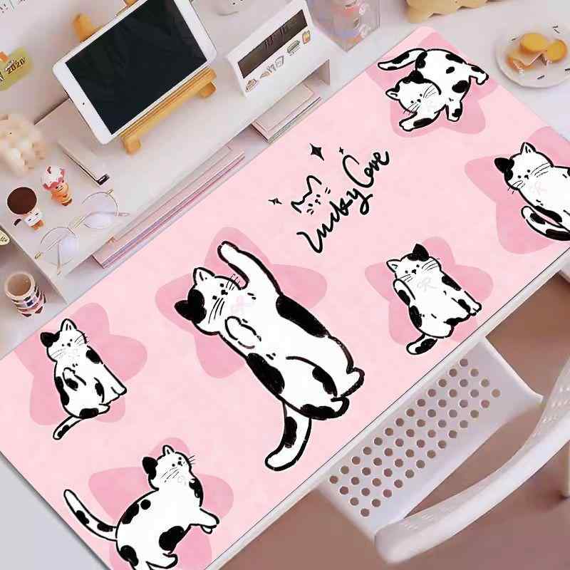 マウスパッド レディース かわいい 猫 レザー調 デスクマット 大型 オフィス 学習机 書斎 防水 防油 傷防止 耐熱 滑り止め 1000 500mm