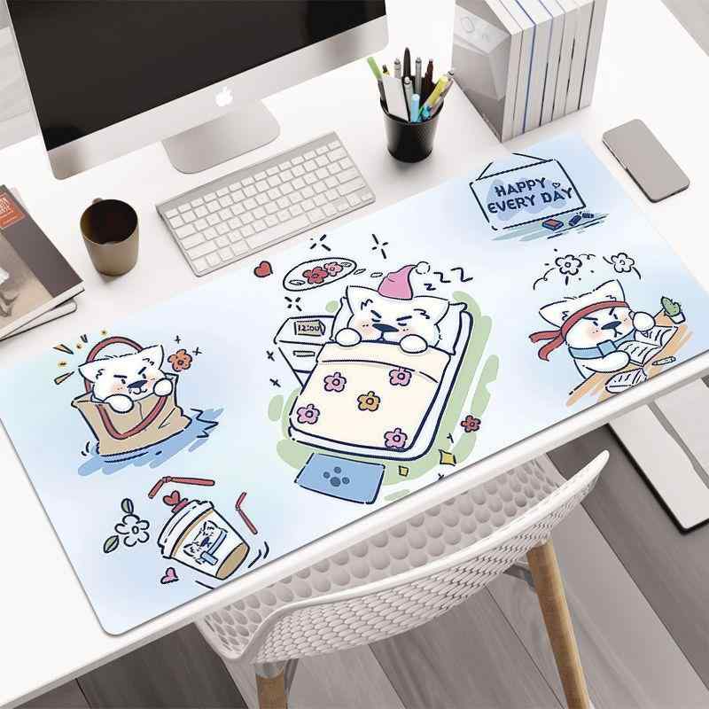 マウスパッド レディース かわいい サモエド柄 デスクマット 大型 ゲーミング キーボードパッド 光学式 天然ゴム 滑り止め オフィス 学習用