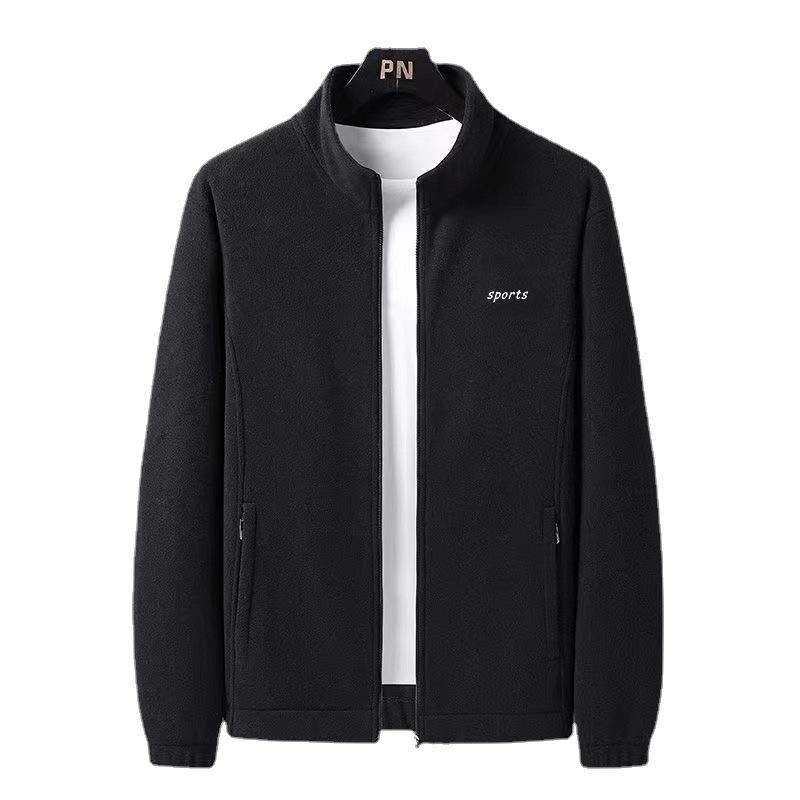 ジャケット 男性用 ボアジャケット フリース 裏起毛 厚手 防寒 ブルゾン アウター 秋冬 立襟 無地 ブル..