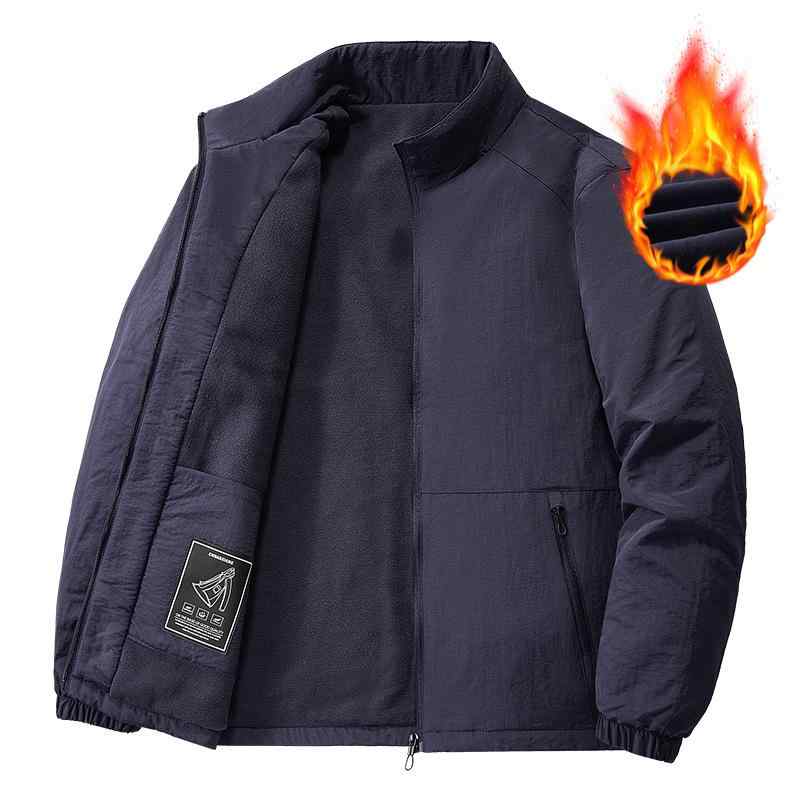 Jumper, Blouson - ジャケット 男性用 防風 防寒 アウター 裏起毛 立襟 ブルゾン 大きいサイズ グレー ブラック ブルー 秋冬