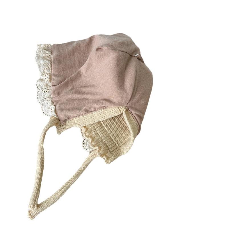 ニット帽 ベビー キッズ 秋冬 防寒 耳当て付き 毛糸 暖かい 女の子 男の子 ベージュ ブラウン ピンク系 頭囲45~50cm