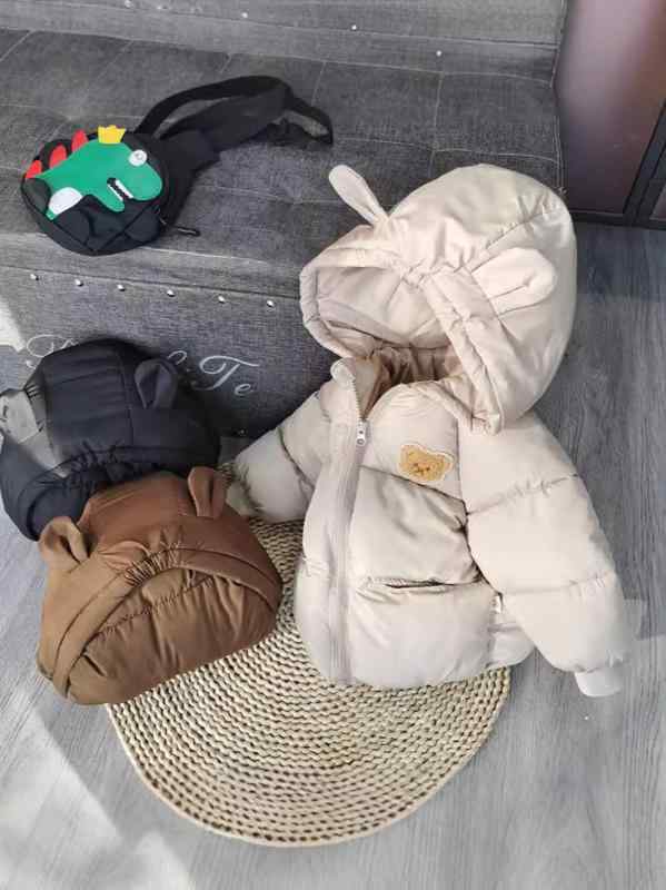 子供服 アウター 子供用棉入りジャケット ベビー 中綿 コート 厚手 防寒 フード付き 無地 男の子 女の子 黒 カーキ ベージュ 90cm 100cm 110cm 120cm 130cm