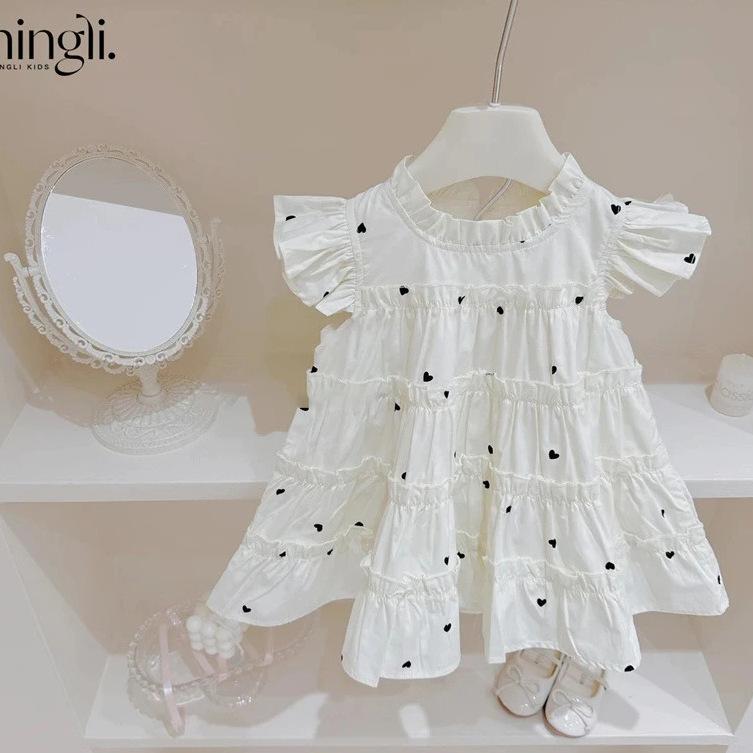 ワンピース 女の子 半袖 子供服 サマーワンピース プリンセスドレス 膝丈 コットン混紡 Aライン 無袖 ..