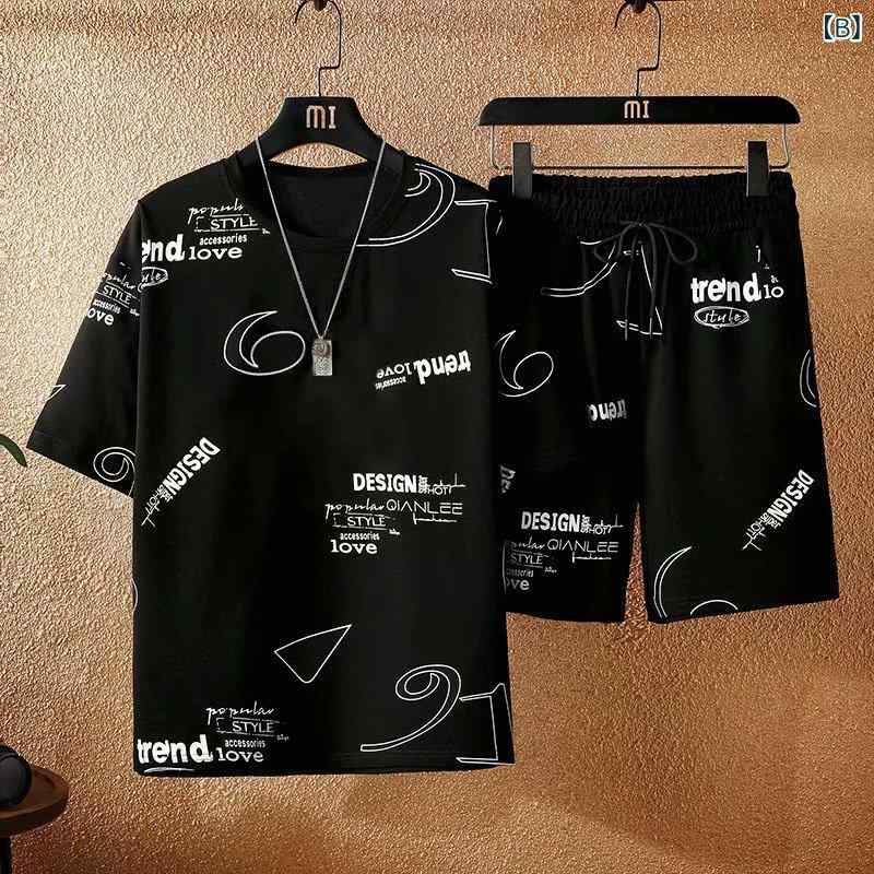 Tシャツ メンズ スポーツウェア 上下セット 半袖 ハーフパンツ 5分丈パンツ 部屋着 ルームウェア アウトドア カジュアル スタイル ホワイト ブラック ポリエステル