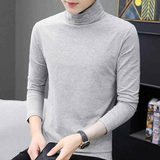 Tシャツ メンズ 男性用 トップス 長袖 カットソー スリムフィット ハイネック 無地 春秋 韓国風 カジュアル ブラック ホワイト グレー カーキ ワインレッド ブルー Tシャツ メンズ 男性用 トップス 長袖 カットソー スリムフィット ハイネック 無地 春秋 韓国風 カジュアル ブラック ホワイト グレー カーキ ワインレッド ブルー