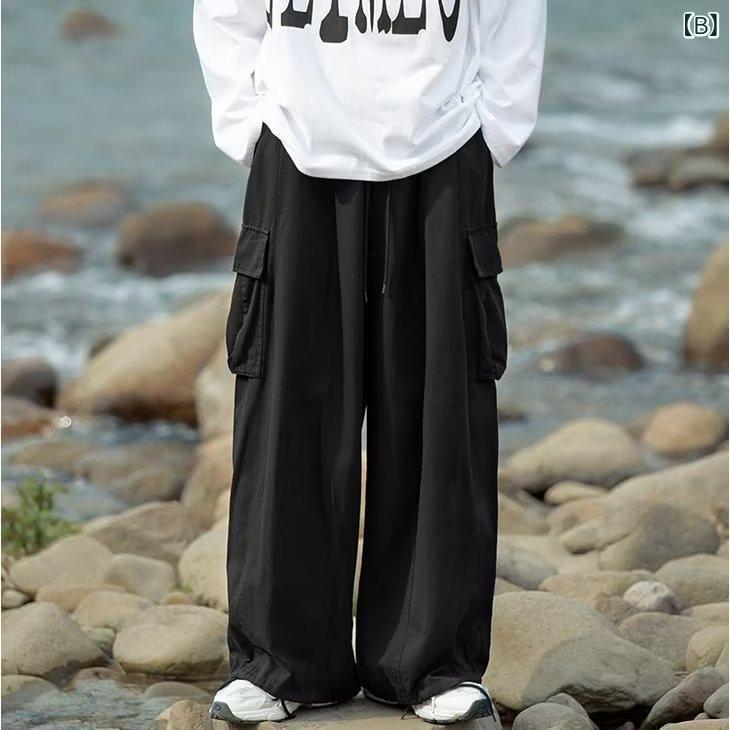 パンツ メンズ 大きいサイズ カーキ色 ワイドレッグ ワークパンツ ストレートパンツ コットン 普段使い カジュアルスタイル ポケット