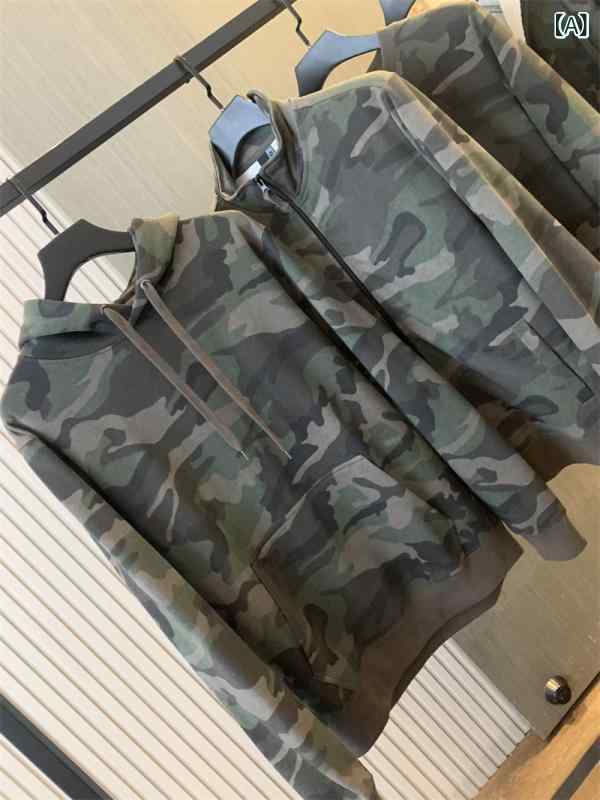 パーカー メンズ 迷彩 ニット スウェット コットン 普段使い 薄手 プルオーバー