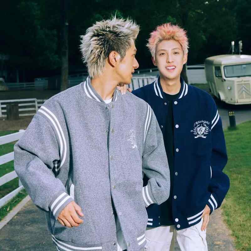 ジャケット レディース スタジアムジャンパー 春秋 カジュアル ストリート スポーティ 配色 切り替え バイカラー ゆったり 大きめサイズ 普段使い デイリーユース 紺色 ネイビー グレー