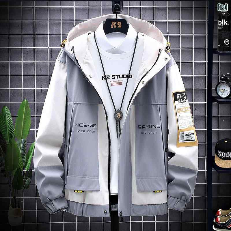 ジャケット 男性用 ブルゾン 春秋 撥水 防風 フード付き ポリエステル ブラック グレー レッド M L XL 2XL 3XL 4XL 5XL 6XL 7XL 8XL