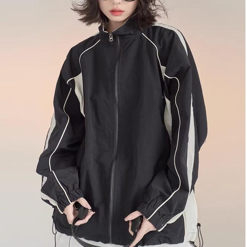 ジャケット 男性用 春秋 カジュアル スポーツ 配色 スタンドカラー ブルゾン ジャンパー 普段使い アウトドア ブラック M L XL 2XL 3XL