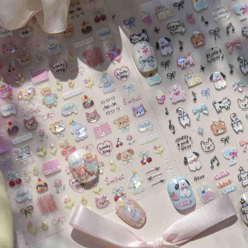 ネイルシール 子供用 ネイルステッカー かわいい 落書き シェル風 混合