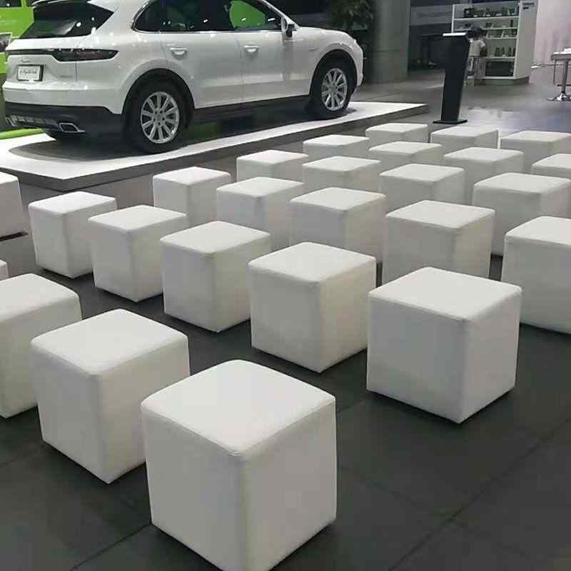 椅子 子供用 皮製 スツール 軟包 白色 正方形 イス ソファ オットマン ローチェア ミニ 椅子 イベント ..