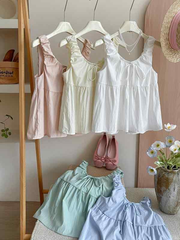 シャツ レディース ギャザー フリル ノースリーブ ブラウス トップス 薄手 ゆったり 接触冷感 無地 チ..